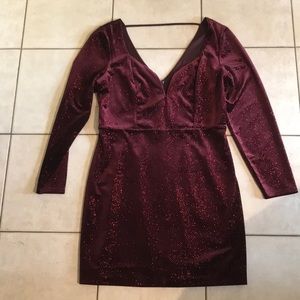 Express deep maroon velvet party dress